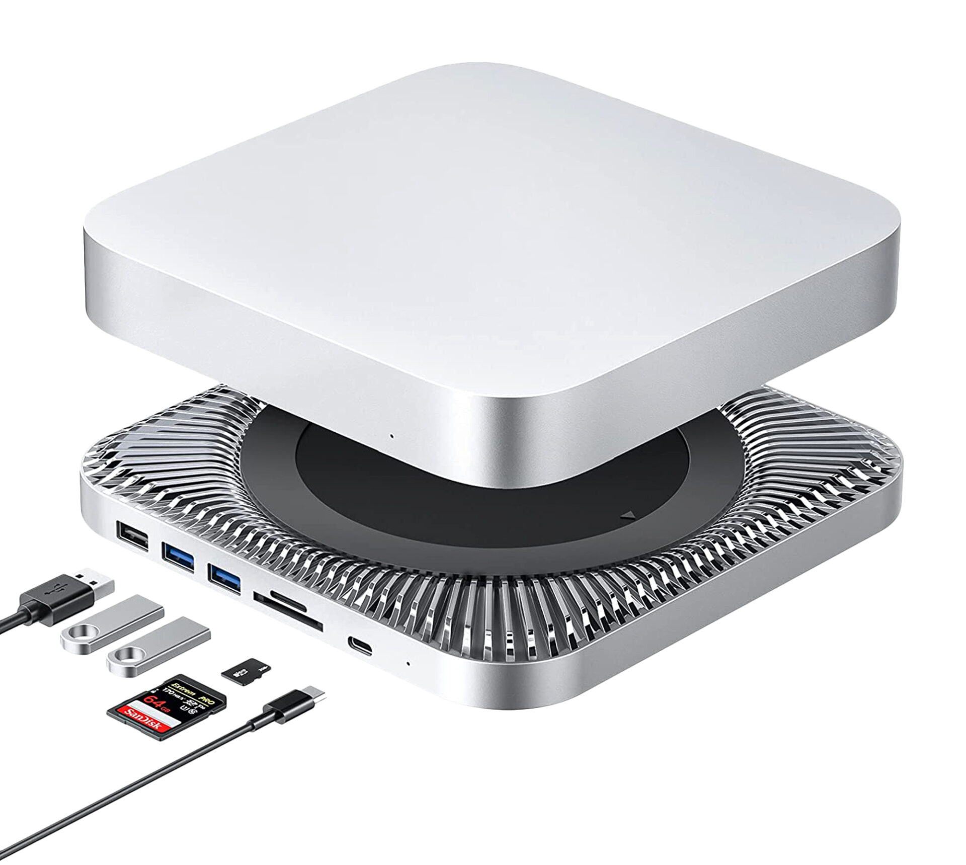 newell-usb-c-hub-st-nder-mac-mini-sata-ssd-sd-aluminium image 3