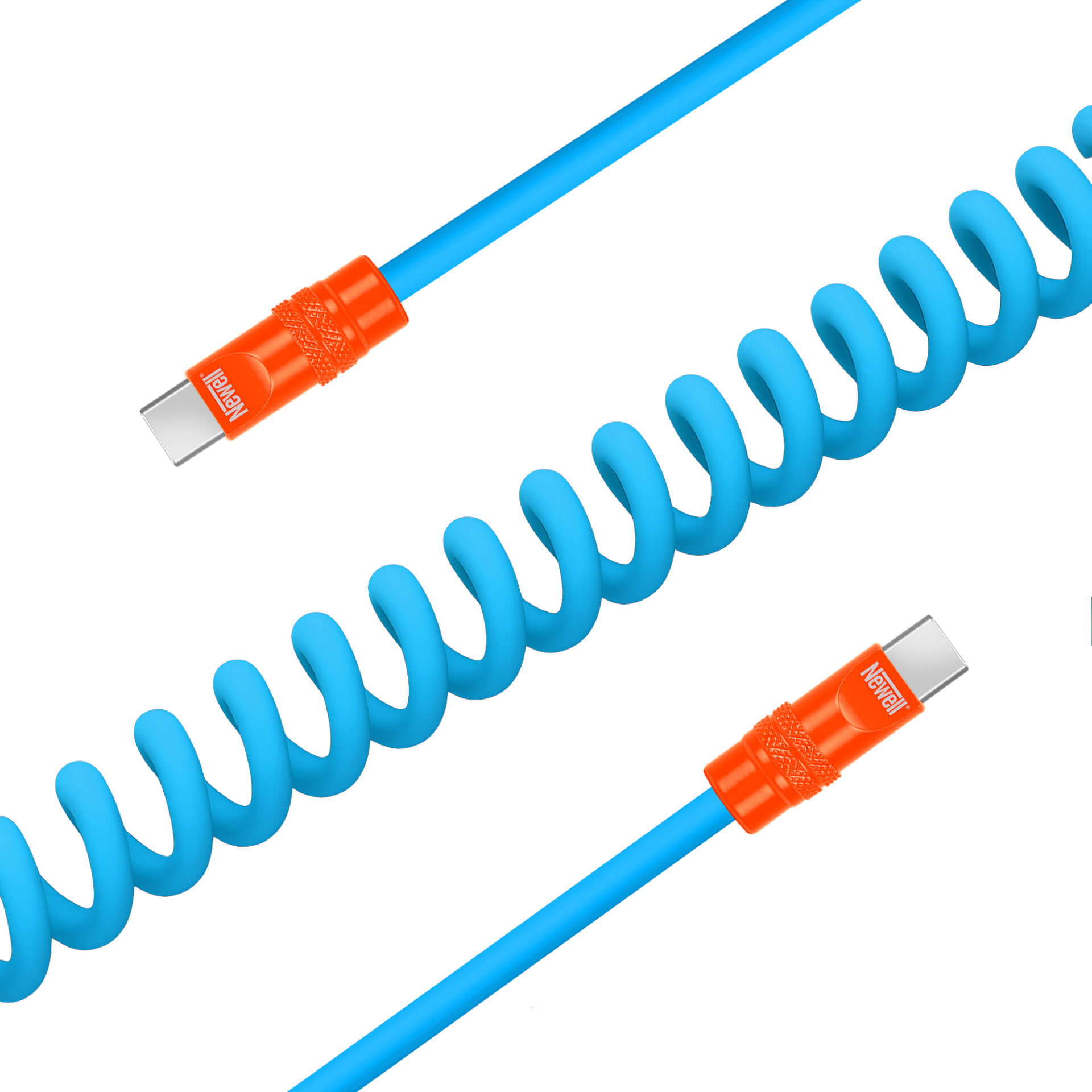 newell-usb-c-usb-c-100-w-kabel-1-5-m-spiral-blau-orange image 2