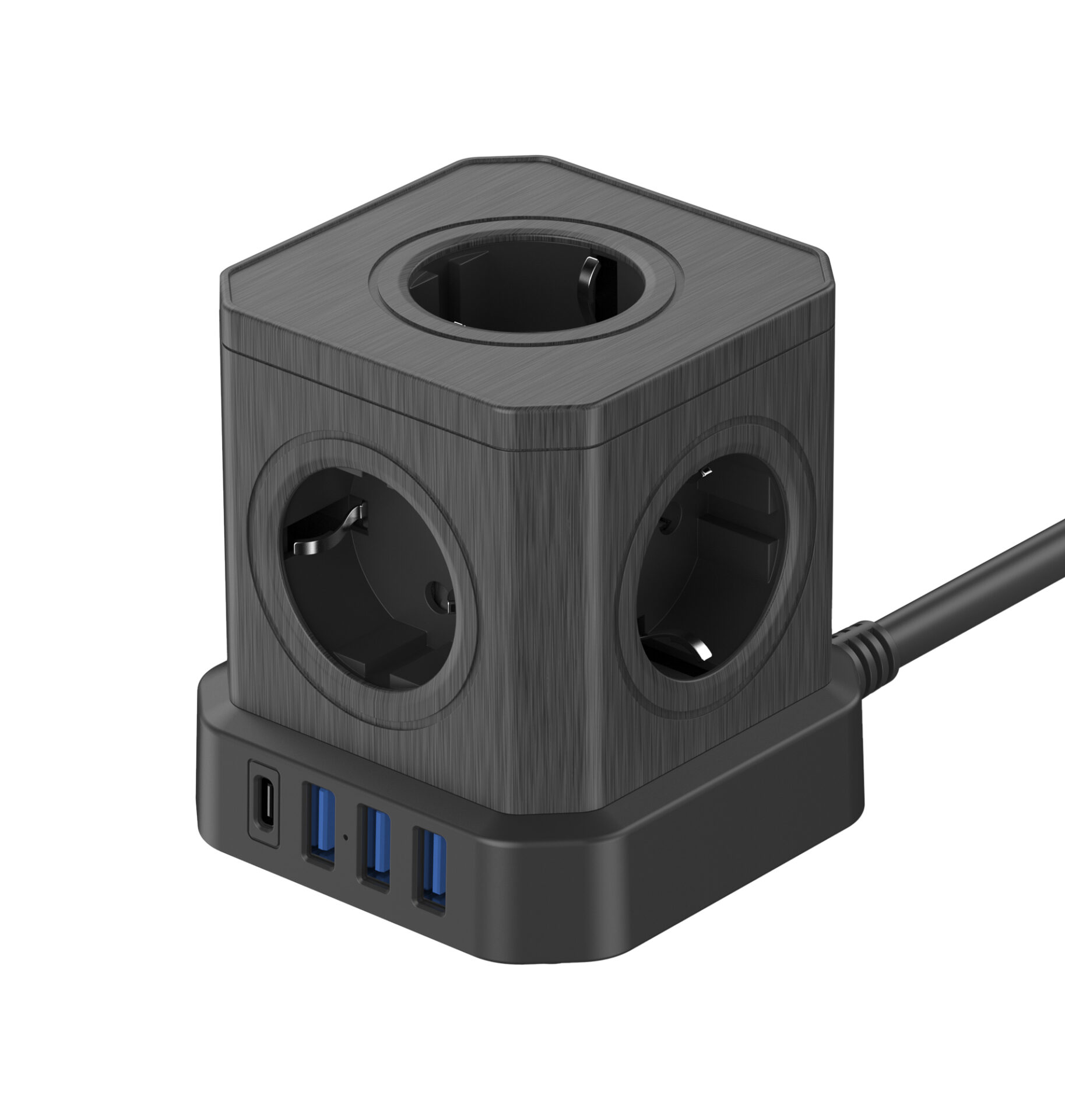 newell-gan-power-cube-9in1-steckdosenw-rfel-schwarz-usb image 2