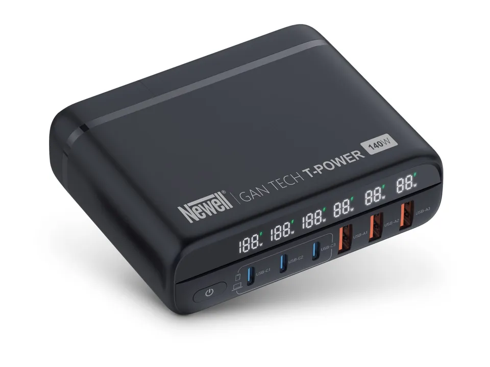 newell-t-power-140w-gan-ladeger-t-6-port-mit-adapterkit image 1