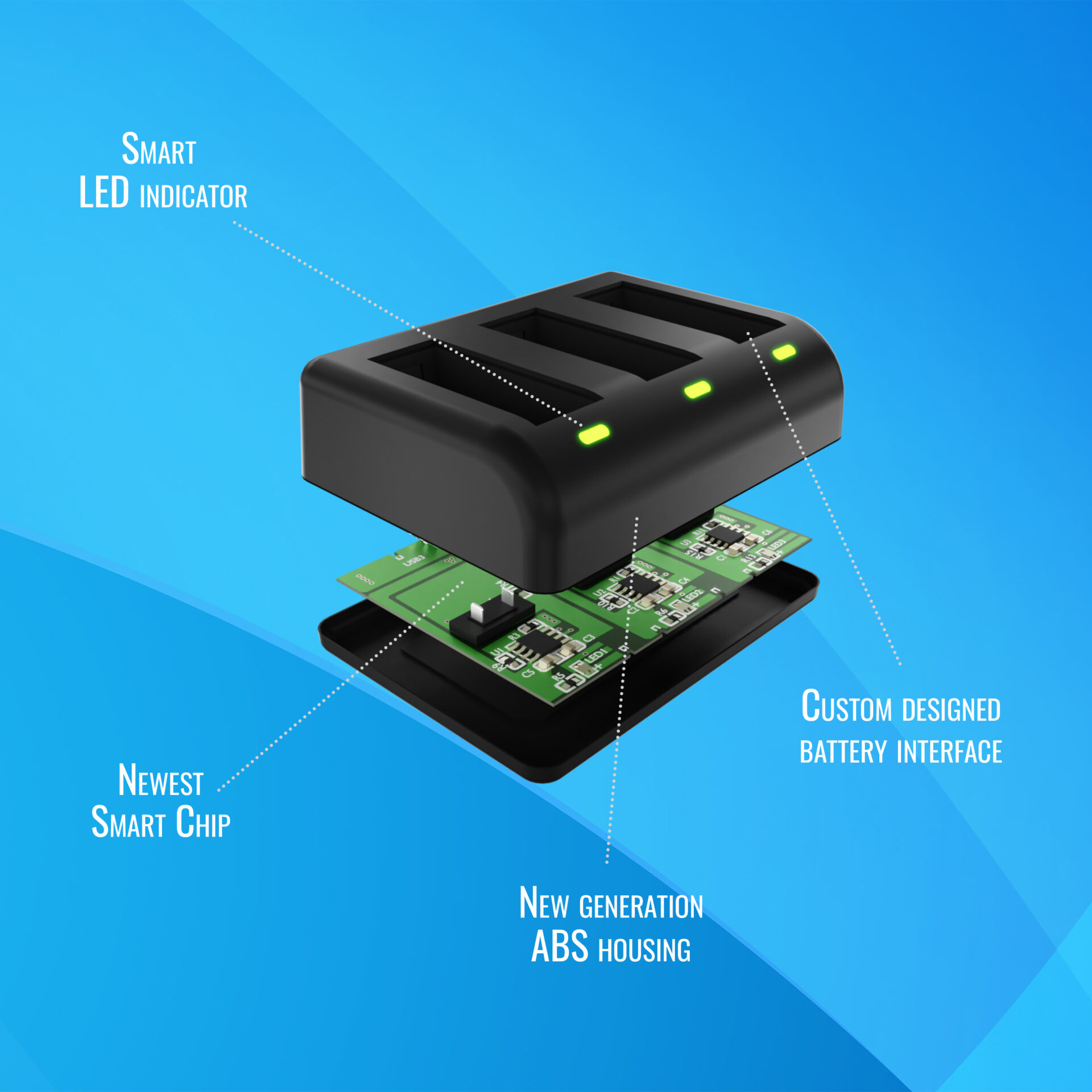 newell-sdc-usb-3-kanal-ladeger-t-f-r-gopro-akkus image 5