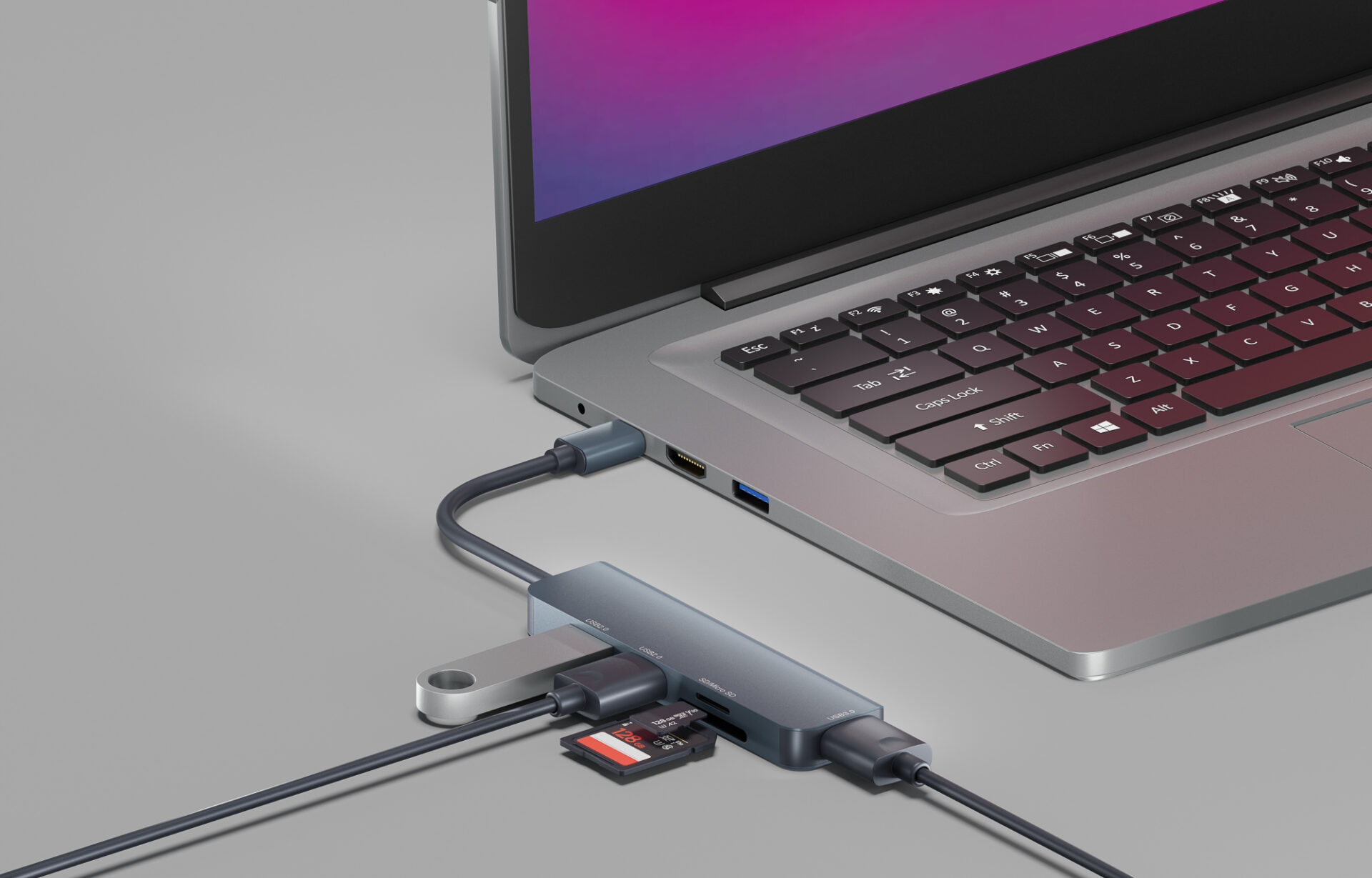 newell-hub-5-in-1-usb-c-hub-grau-mit-sd-reader image 6