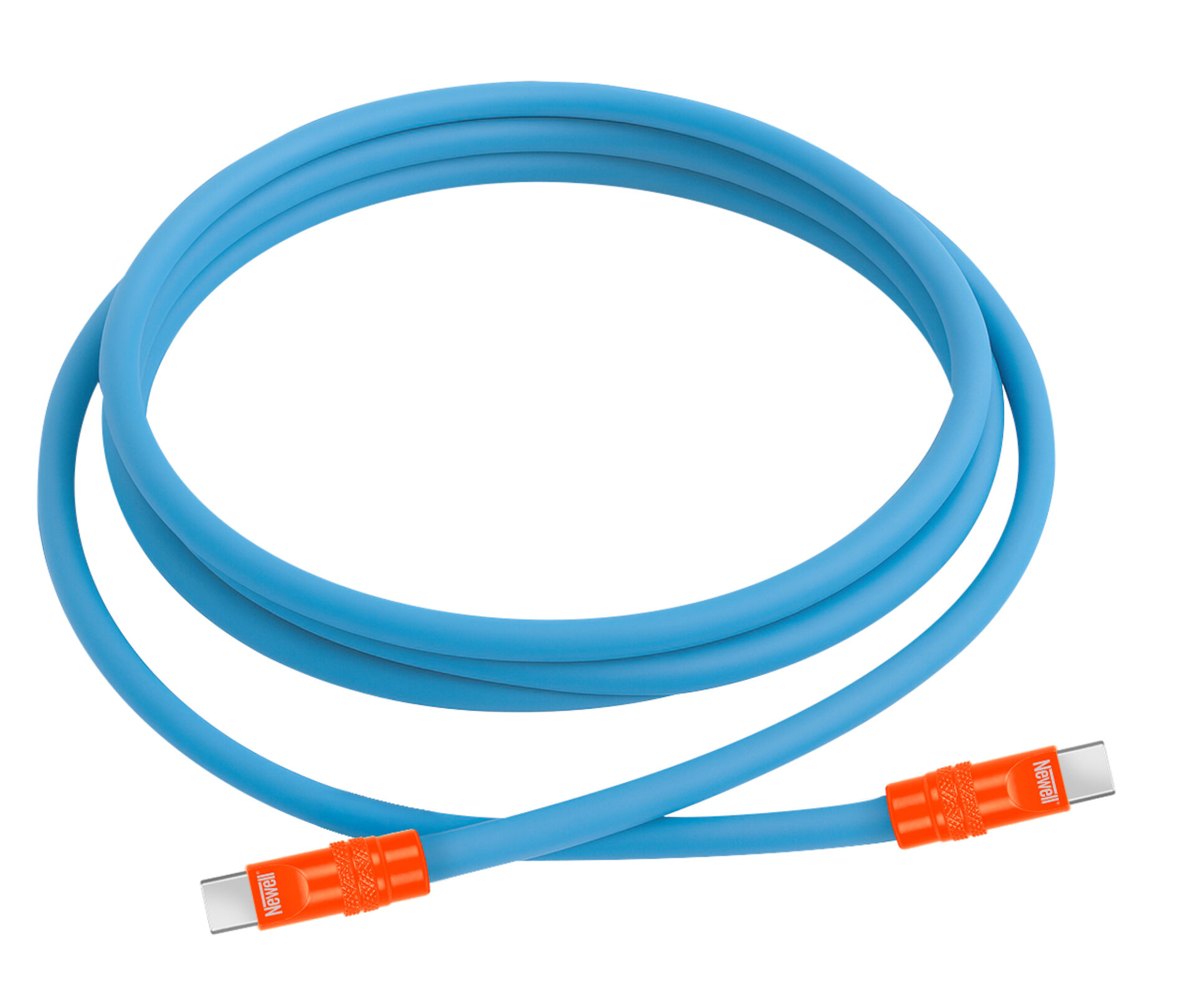 newell-usb-c-auf-usb-c-kabel-100w-2m-silikon-blau-orange image 2