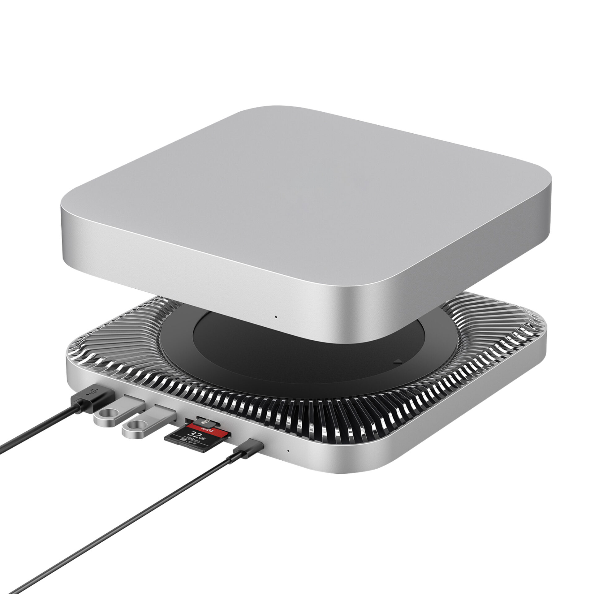 newell-usb-c-hub-st-nder-mac-mini-sata-ssd-sd-aluminium image 4