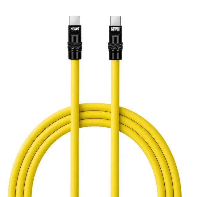 newell-usb-c-auf-usb-c-100w-kabel-2m-gelb-schwarz-silikon image 1